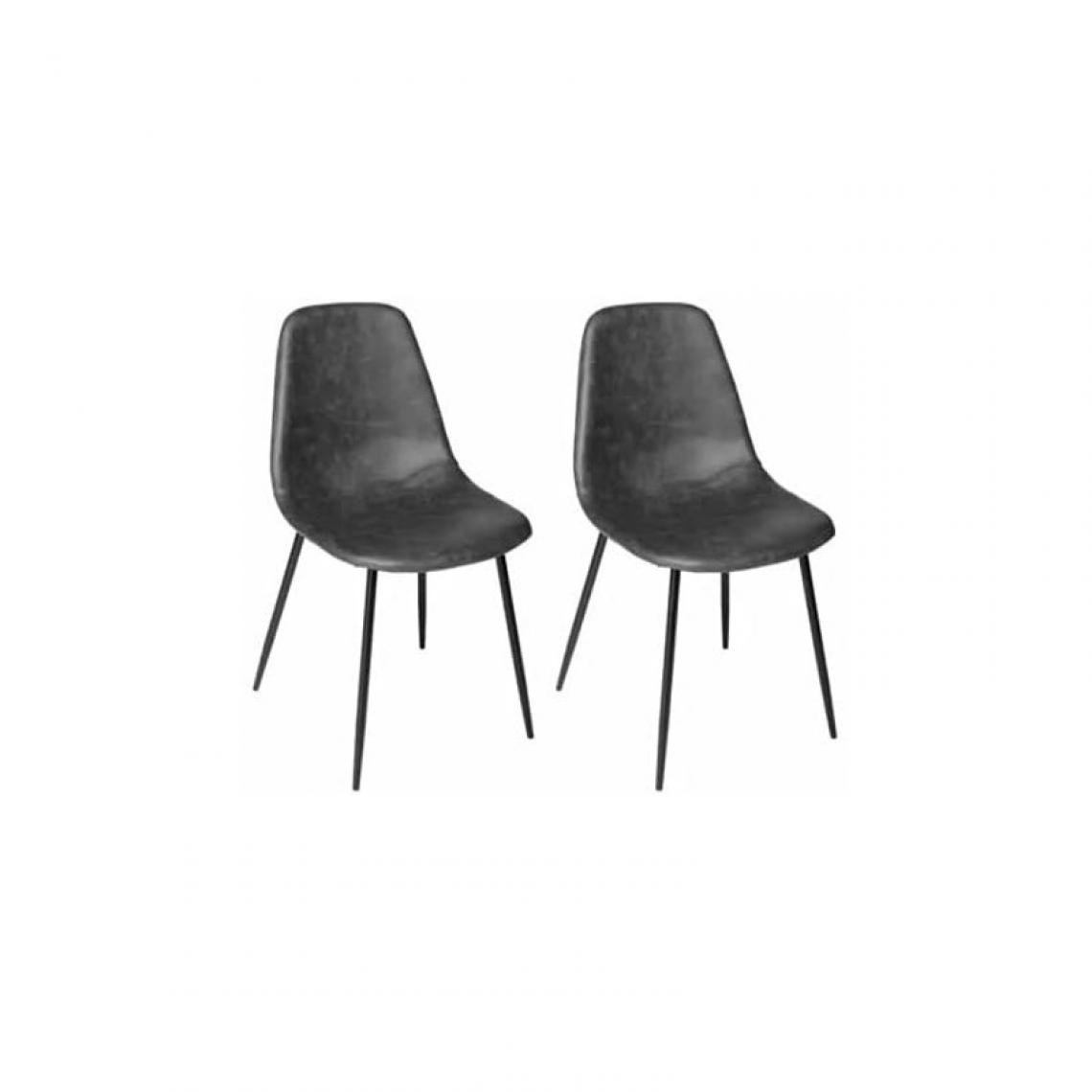 Ac-Deco - Lot de 2 chaises - L 53 x l 43 x H 82 cm - Métal - Gris - Chaises