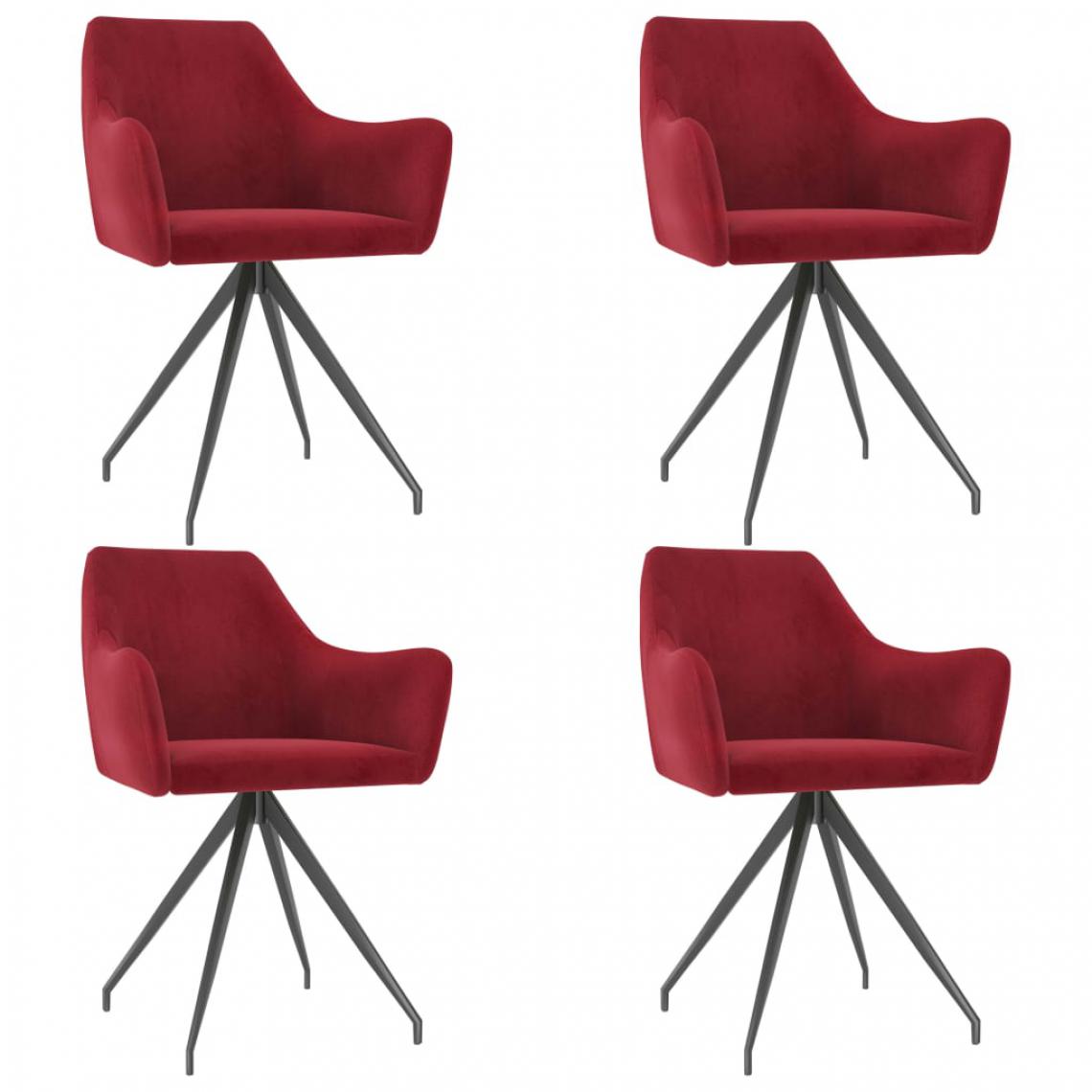 Icaverne - Moderne Fauteuils et chaises gamme San Salvador Chaises de salle à manger 4 pcs Rouge bordeaux Velours - Chaises