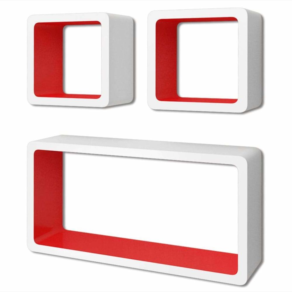 Helloshop26 - Étagère armoire meuble design murales forme de cube 6 pcs blanc et rouge 2702244/2 - Etagères
