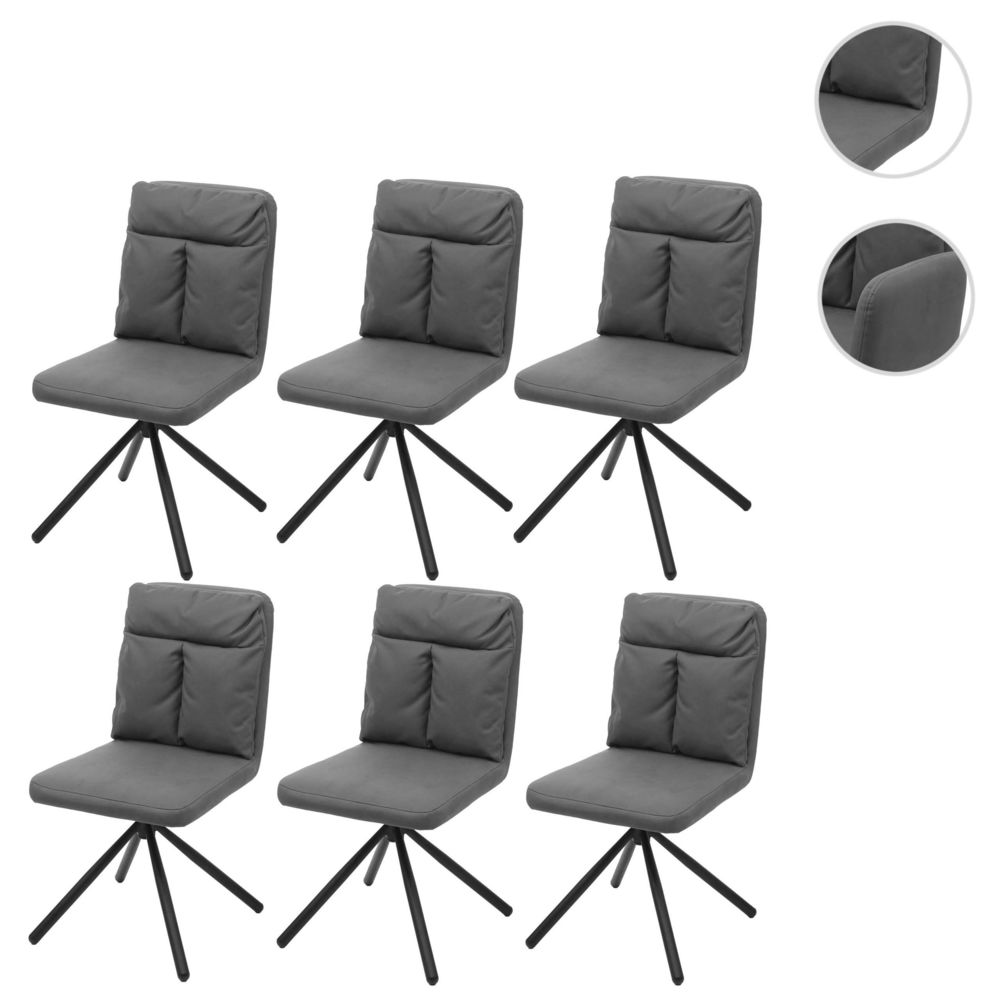Mendler - 6x Chaise de salle à manger HWC-G58, chaise de cuisine, pivotante, auto-position, tissu ~ gris - Chaises
