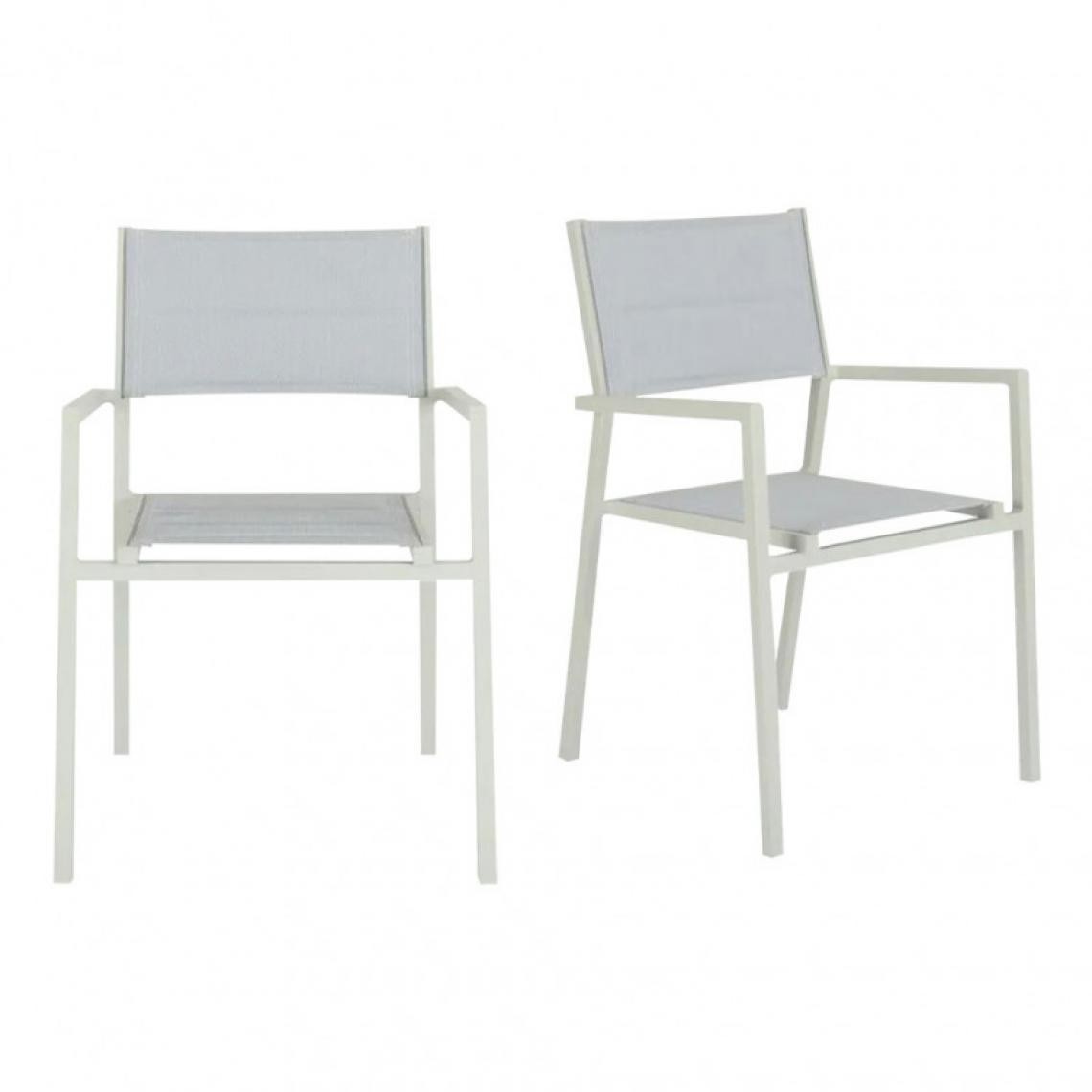 Meubletmoi - Lot de 2 chaises de jardin aluminium et textilène blanc - VILLA 9083 - Chaises