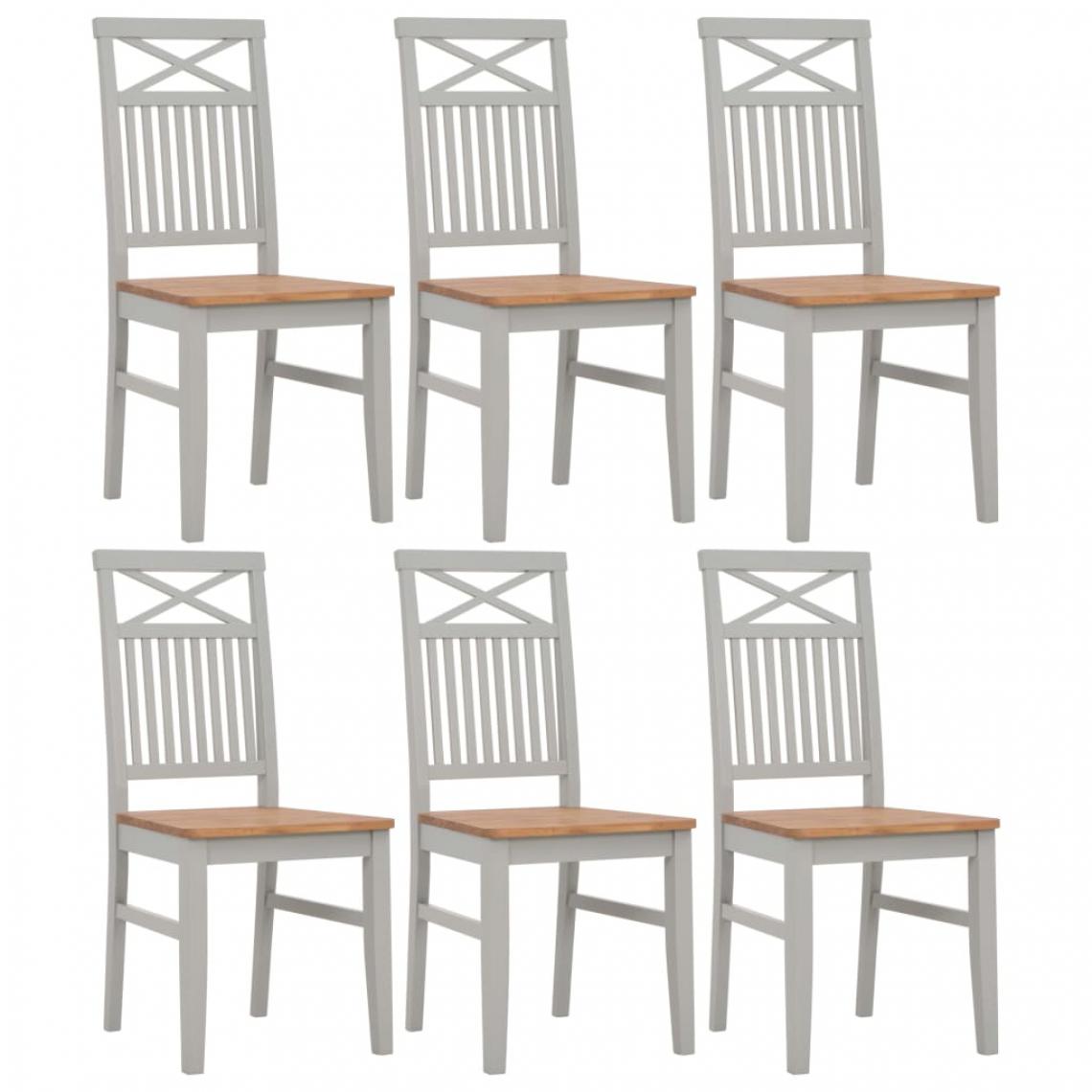 Chunhelife - Chaises de salle à manger 6 pcs Gris Bois de chêne solide - Chaises
