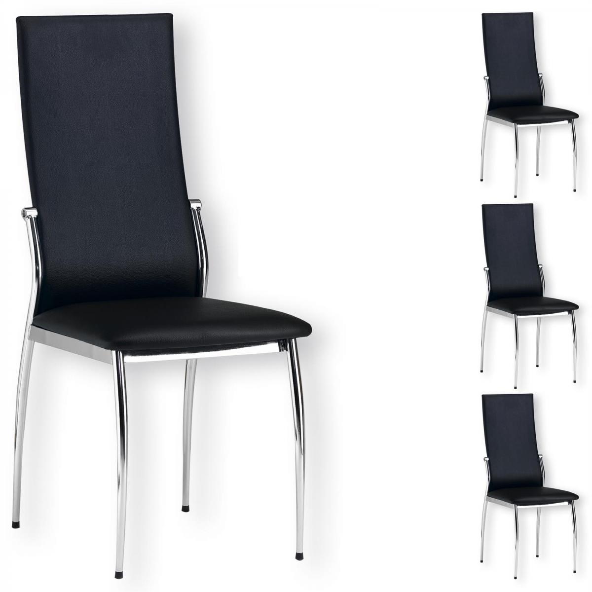 Idimex - Lot de 4 chaises DORIS, en synthétique noir - Chaises