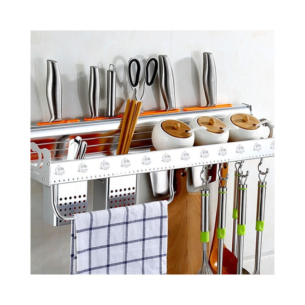 Wewoo - 60cm 2 cylindres à baguettes 8 crochets cuisine multi-fonction monocouche support de couteau suspendu de stockage rack - Buffets, chiffonniers