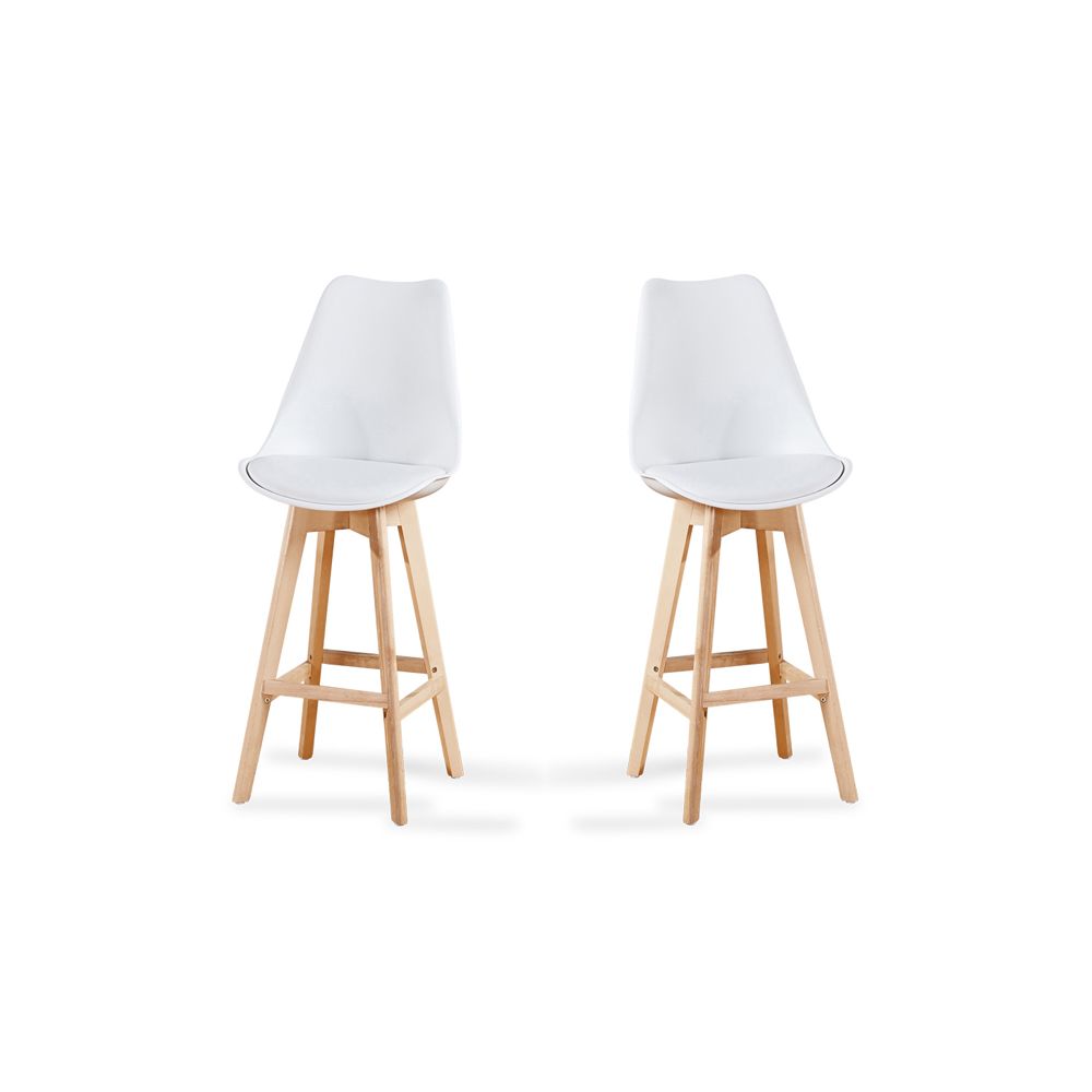 Designetsamaison - Lot de 2 chaises hautes blanches - Gotteborg - Tabourets