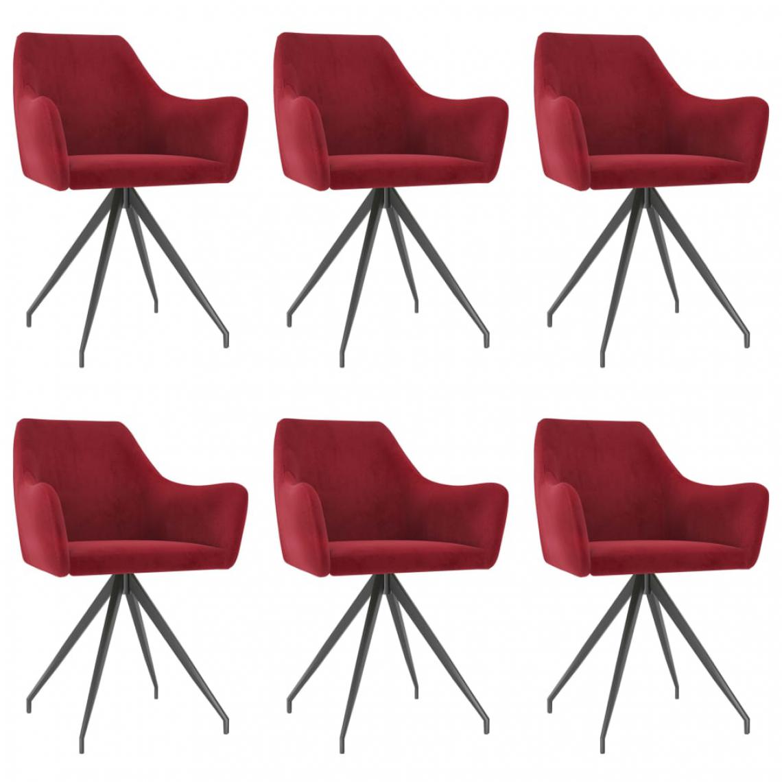 Chunhelife - Chunhelife Chaises de salle à manger 6 pcs Rouge bordeaux Velours - Chaises
