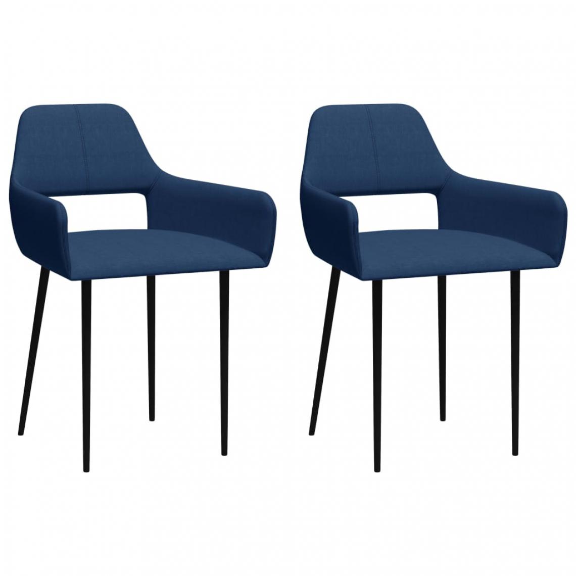 Icaverne - Magnifique Fauteuils et chaises reference Kingstown Chaises de salle à manger 2 pcs Bleu Tissu - Chaises
