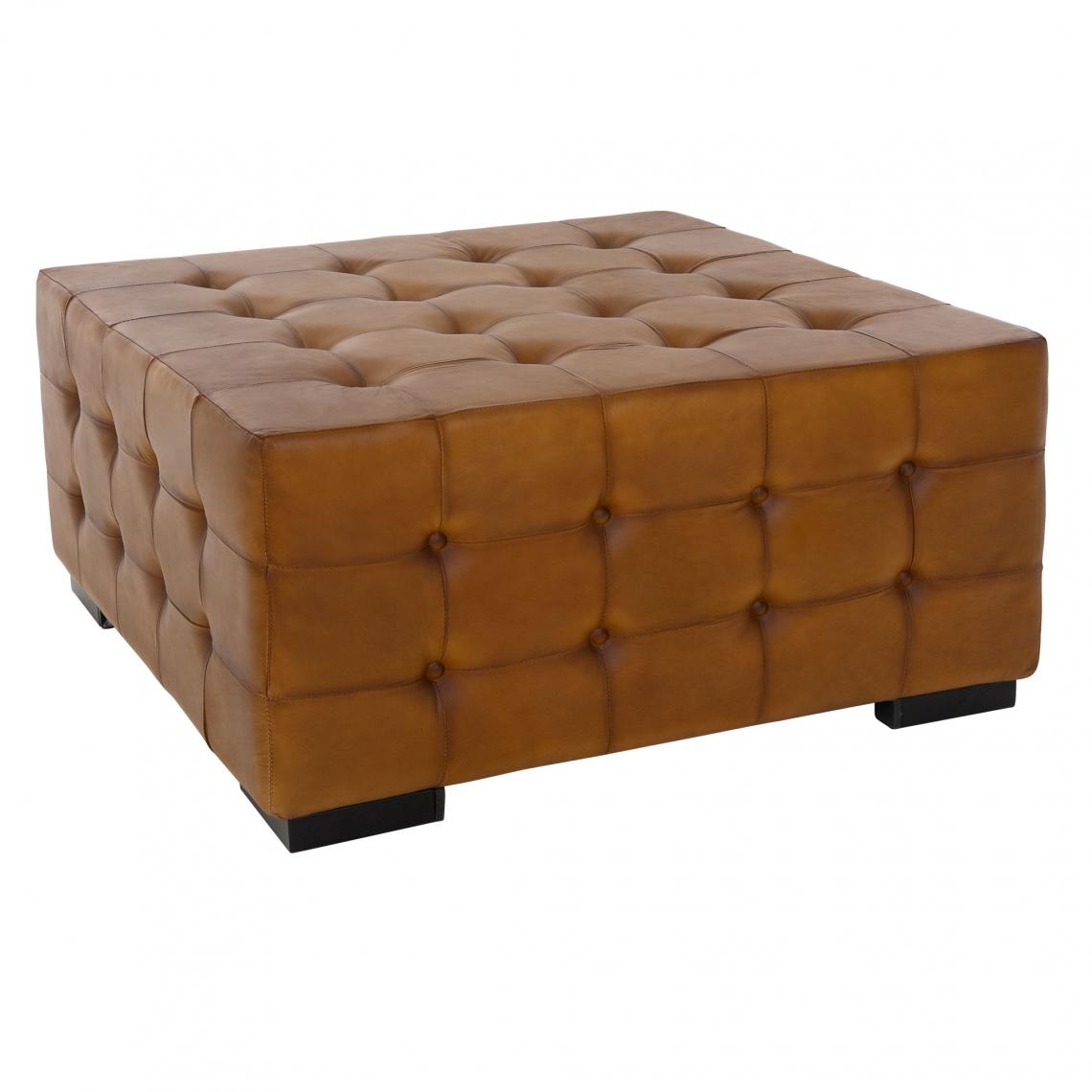 Womo-design - Tabouret pouf XXL Brünn en cuir marron avec pieds pour table basse salon chambre - Tabourets