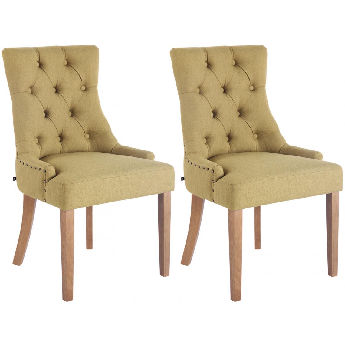 Icaverne - Moderne Lot de 2 chaises de salle à manger tissu gamme Athènes antique-clair couleur vert - Chaises