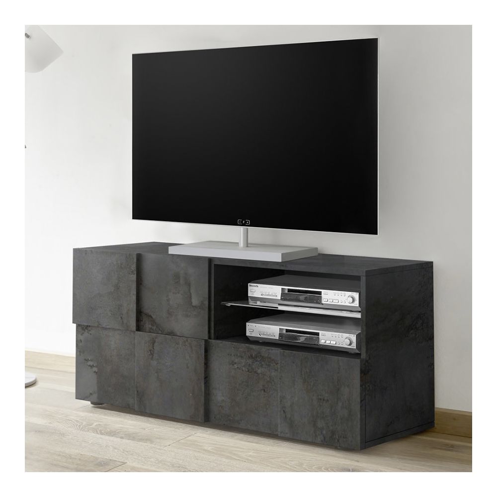 Kasalinea - Banc TV 120 cm anthracite design DOMINOS 5 - Meubles TV, Hi-Fi