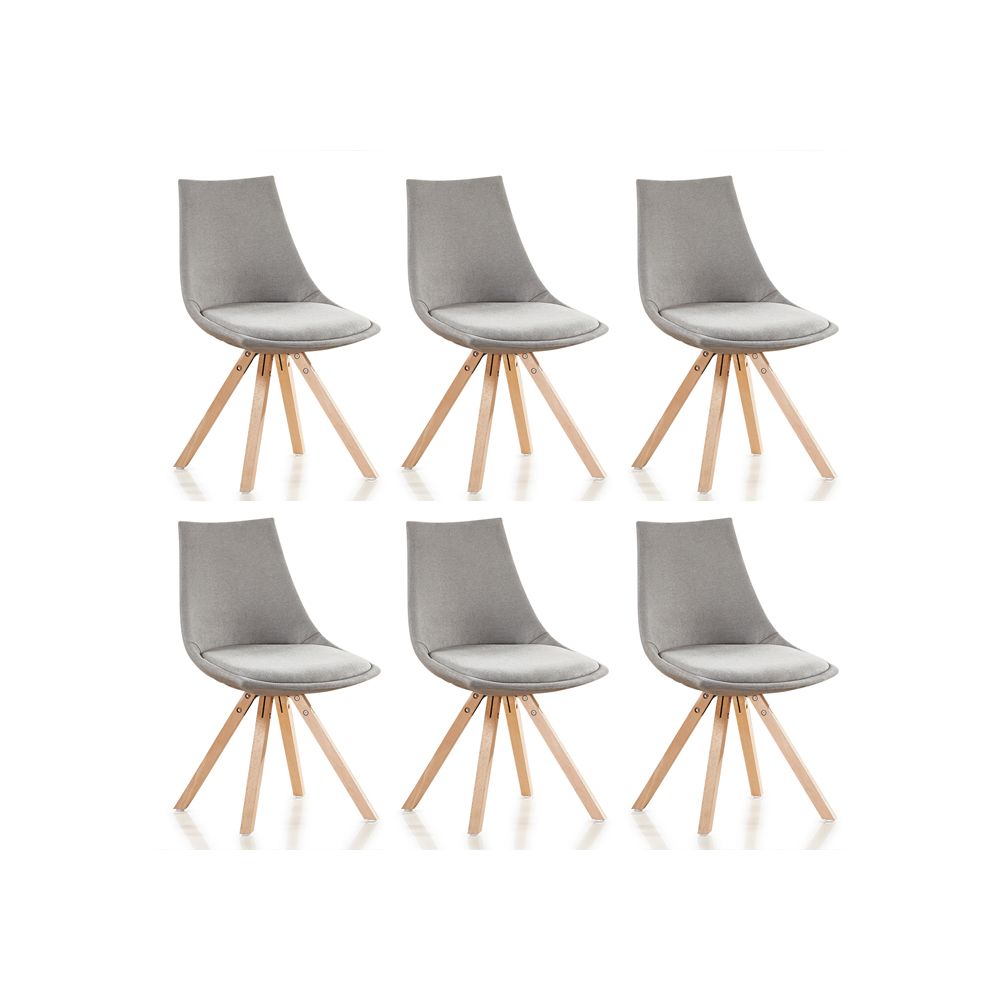Designetsamaison - Lot de 6 chaises scandinaves grises en tissu - Minsk - Chaises