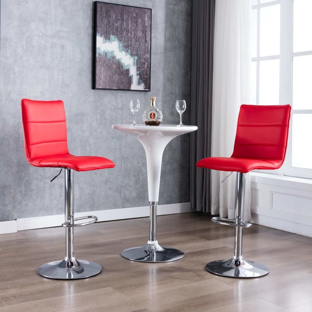 marque generique - Contemporain Fauteuils et chaises gamme Port-Louis Chaises de bar 2 pcs Rouge Similicuir - Tabourets