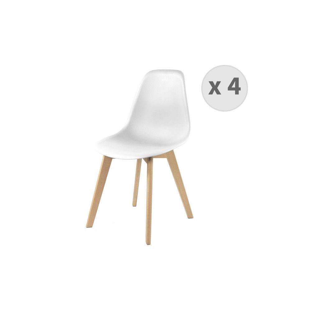Moloo - LENA-Chaise scandinave blanc pied hêtre (x4) - Chaises