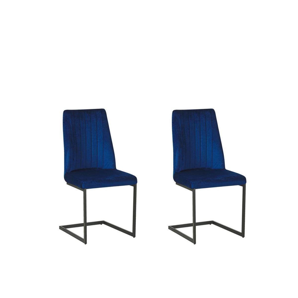 Beliani - Beliani Lot de 2 chaises de salle à manger en velours bleu cobalt LAVONIA - - Chaises