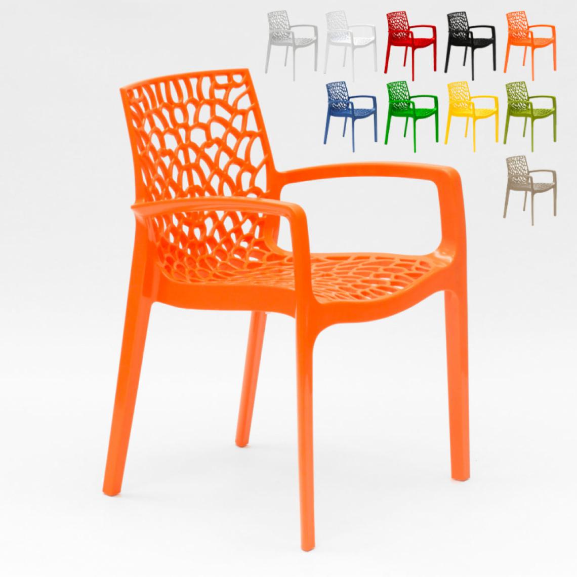Grand Soleil - Chaise en polypropylène accoudoirs jardin café Grand Soleil Gruvyer Arm, Couleur: Orange - Chaises