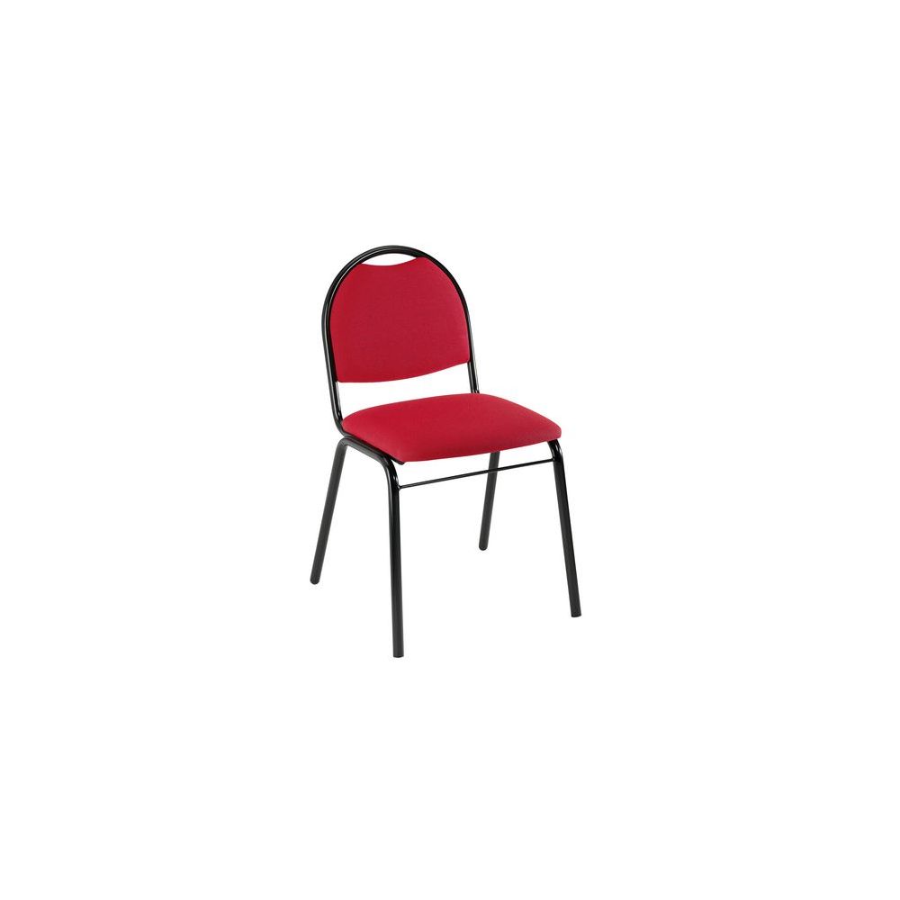Nowystyl - Chaise de réunion tissu piètement noir laqué - rouge - Chaises