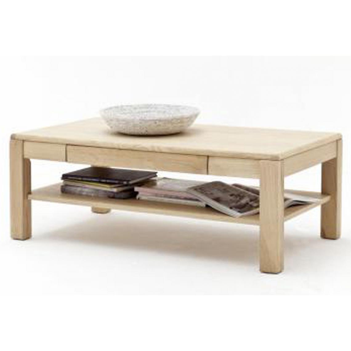 Pegane - Table basse en chêne Bianco clair - 115 x 42 x 65 cm - Tables basses