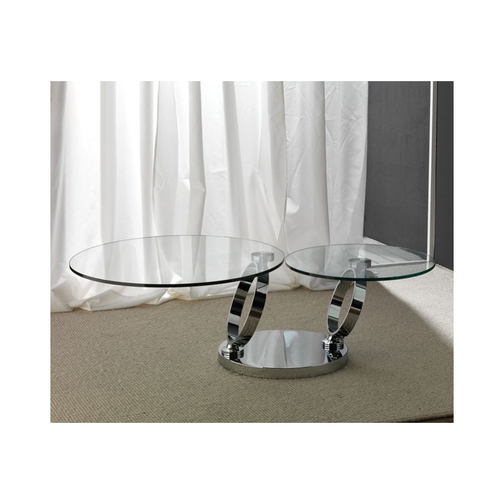Happymobili - Table basse en cristal transparent et acier inox design MAISA - Tables basses