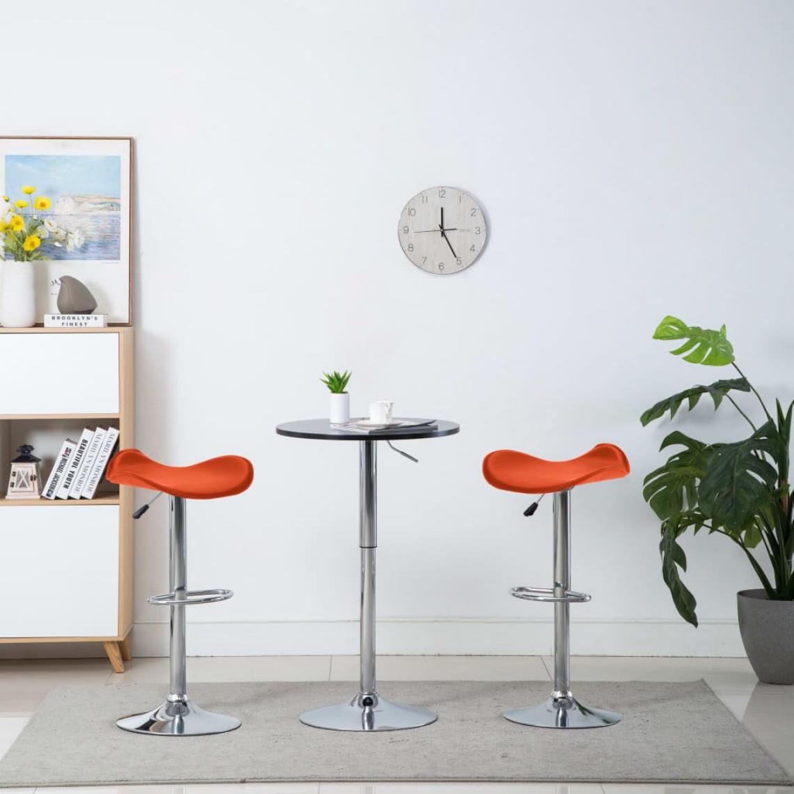 Icaverne - Moderne Fauteuils et chaises gamme Palikir Tabourets de bar 2 pcs Orange Similicuir - Tabourets
