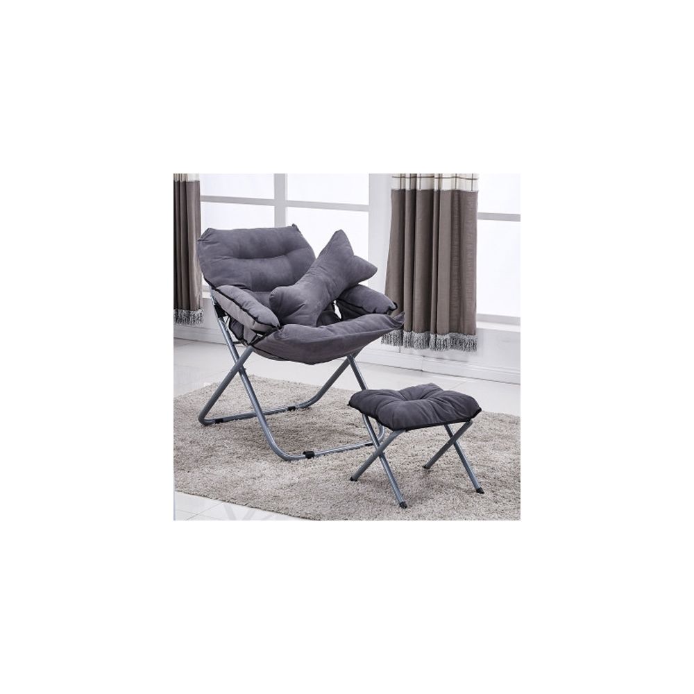 Wewoo - Salon créatif pliant paresseux canapé chaise simple longue tatami avec repose-pieds / oreiller gris - Chaises