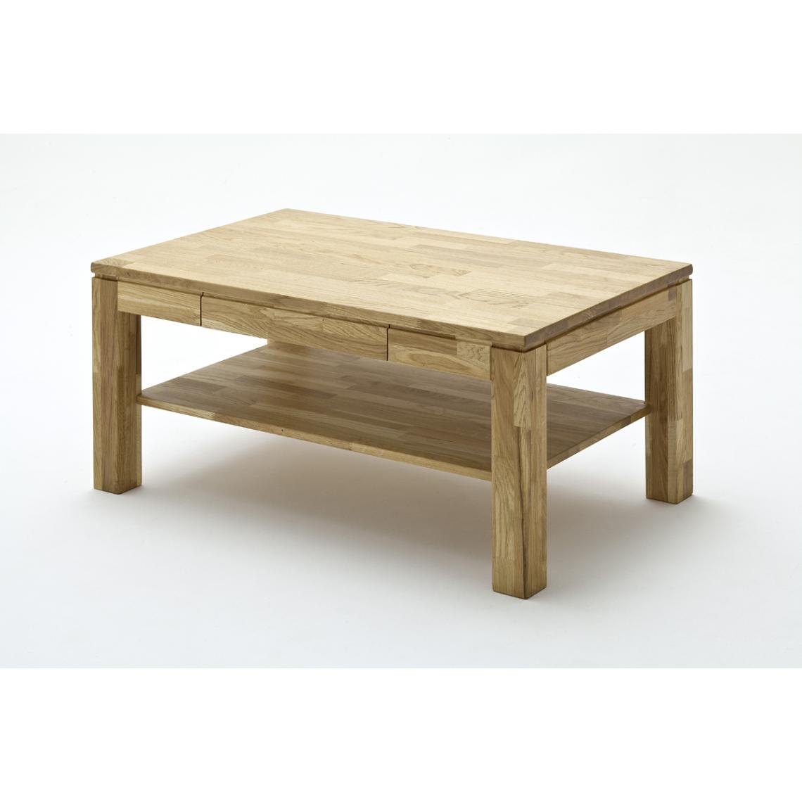 Pegane - Table basse avec tiroir et tablette - L115 x H54 x P70 cm - Tables basses