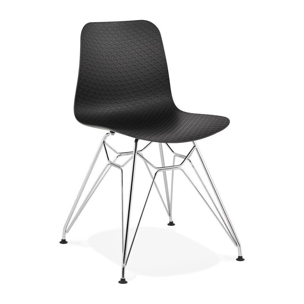 Alterego - Chaise design 'GAUDY' noire avec pied en métal chromé - Chaises