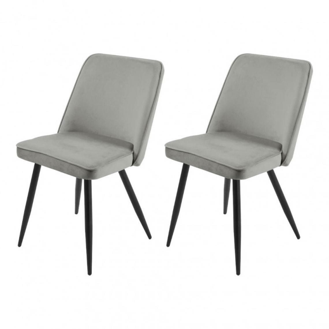 Meubletmoi - Lot de 2 chaises en velours gris clair piètement en métal noir – TELLY - Chaises