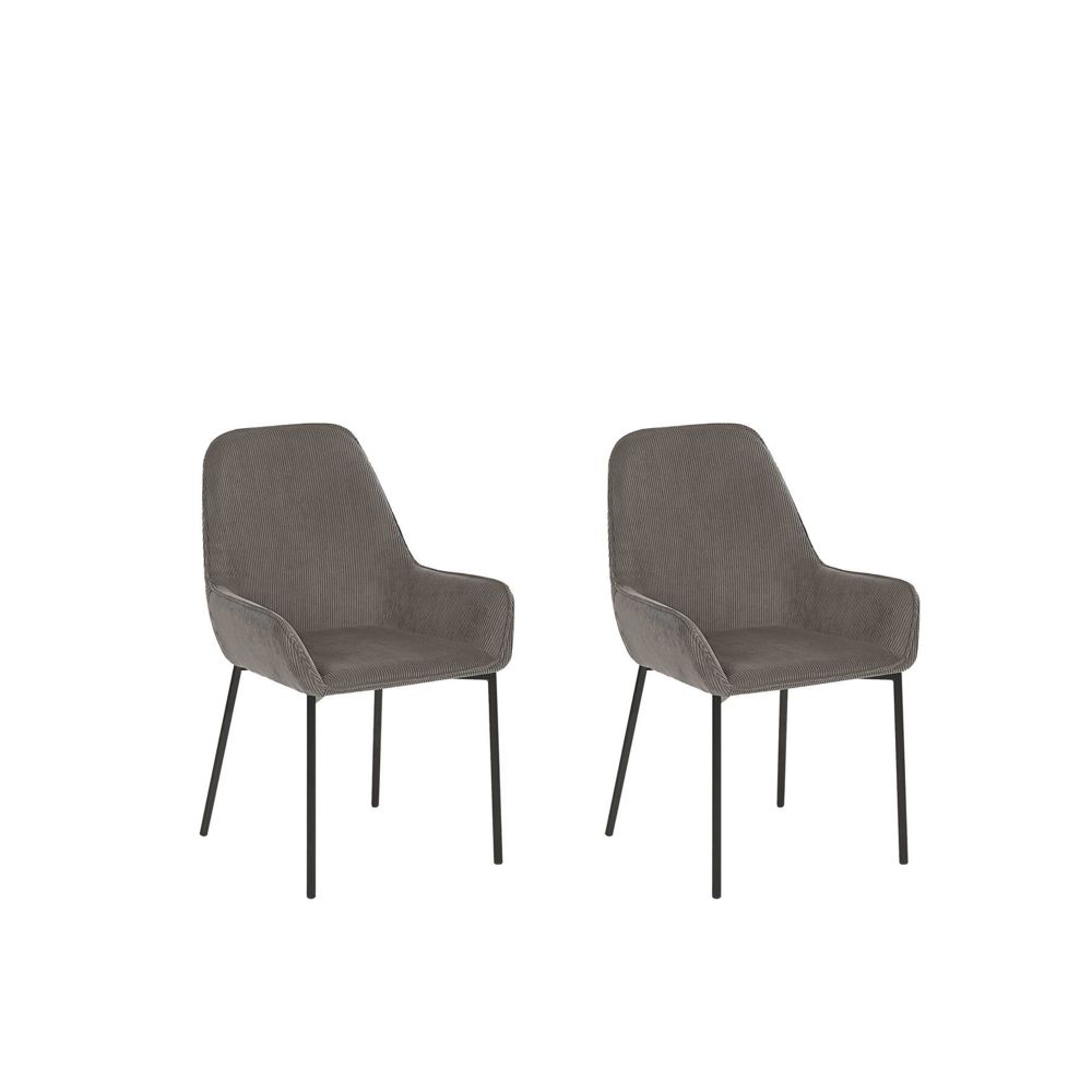 Beliani - Beliani Lot de 2 chaises de salle à manger en velours côtelé gris MANTECA - - Chaises