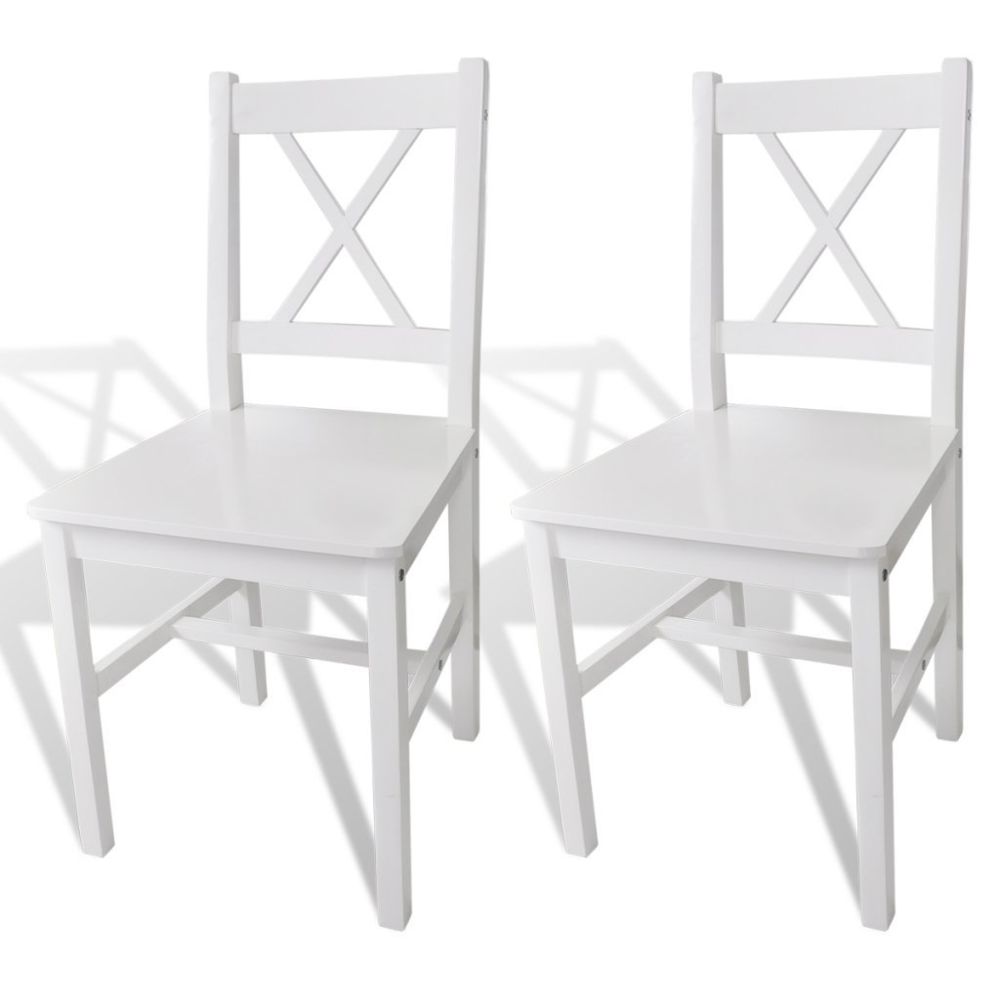 Helloshop26 - Lot de 2 chaises de salle à manger classique en bois blanc 1902057 - Chaises