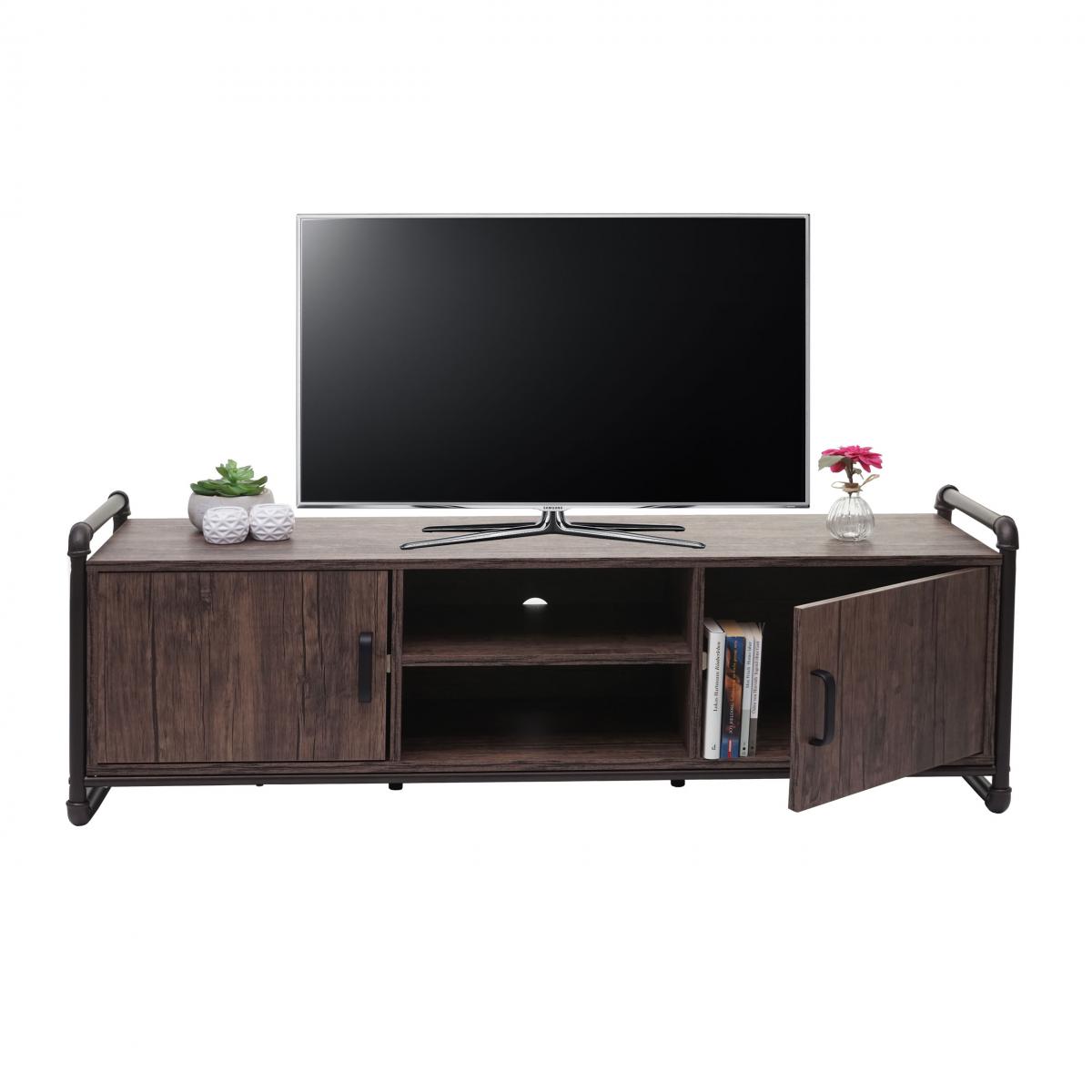 Mendler - Meuble TV HWC-F58, table basse TV, compartiment de rangement structure 3D design industriel marron 45x140x40cm - Meubles TV, Hi-Fi