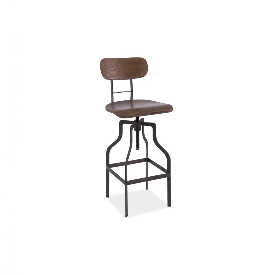 Ac-Deco - Chaise de bar réglable - Drop - 42 x 35 x 89 cm - Bois - Marron - Tabourets