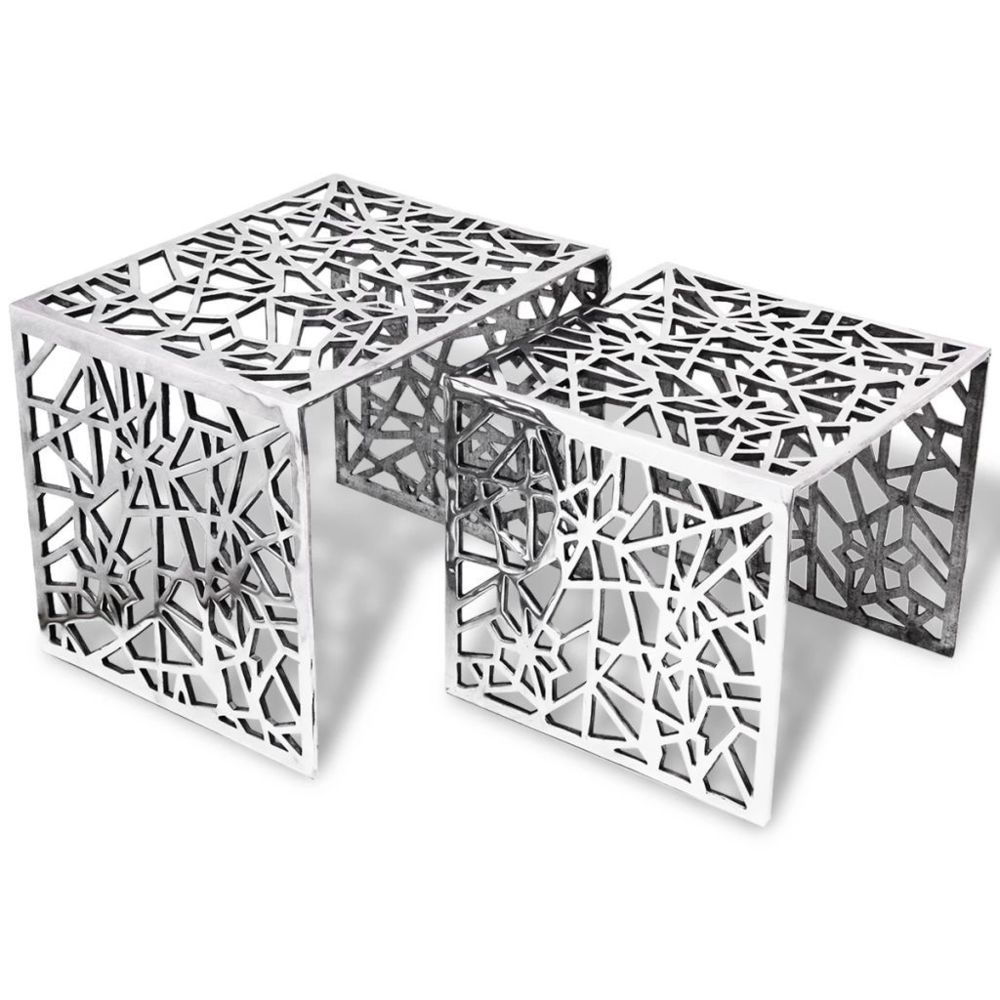 Vidaxl - vidaXL Table auxiliaire carrée 2 pièces Aluminium Argenté - Tables à manger