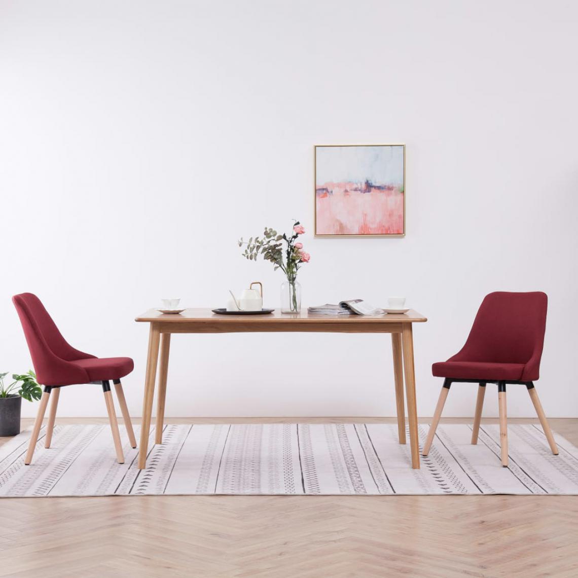 Icaverne - Moderne Fauteuils et chaises categorie Doha Chaises de salle à manger 2 pcs Rouge bordeaux Tissu - Chaises