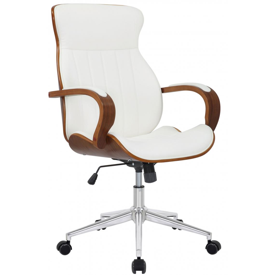 Icaverne - Distingué Chaise de bureau serie Riga simili cuir couleur noyer / blanc - Chaises