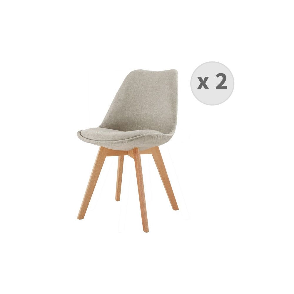 Moloo - Lot x2 chaises SKINNY tissu lin pieds hêtre - Chaises