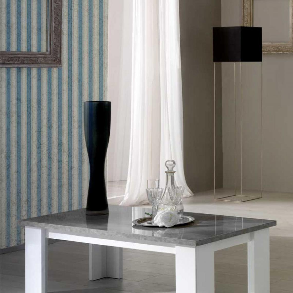 Dansmamaison - Table basse Laqué Blanc Brillant/Gris - AVELLINO - L 120 x l 60 x H 40 cm - Tables basses