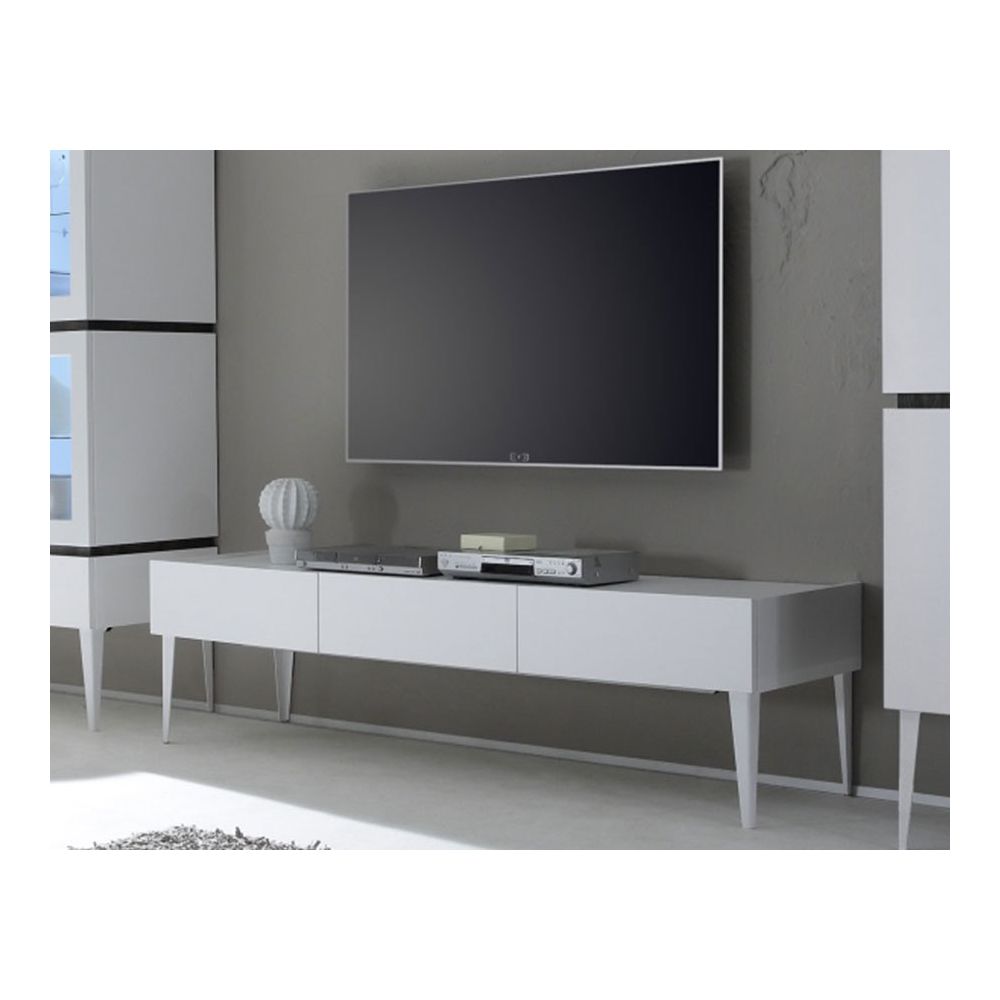 Kasalinea - Meuble TV gris ou blanc 3 tiroirs STANISLAS 2 - Meubles TV, Hi-Fi