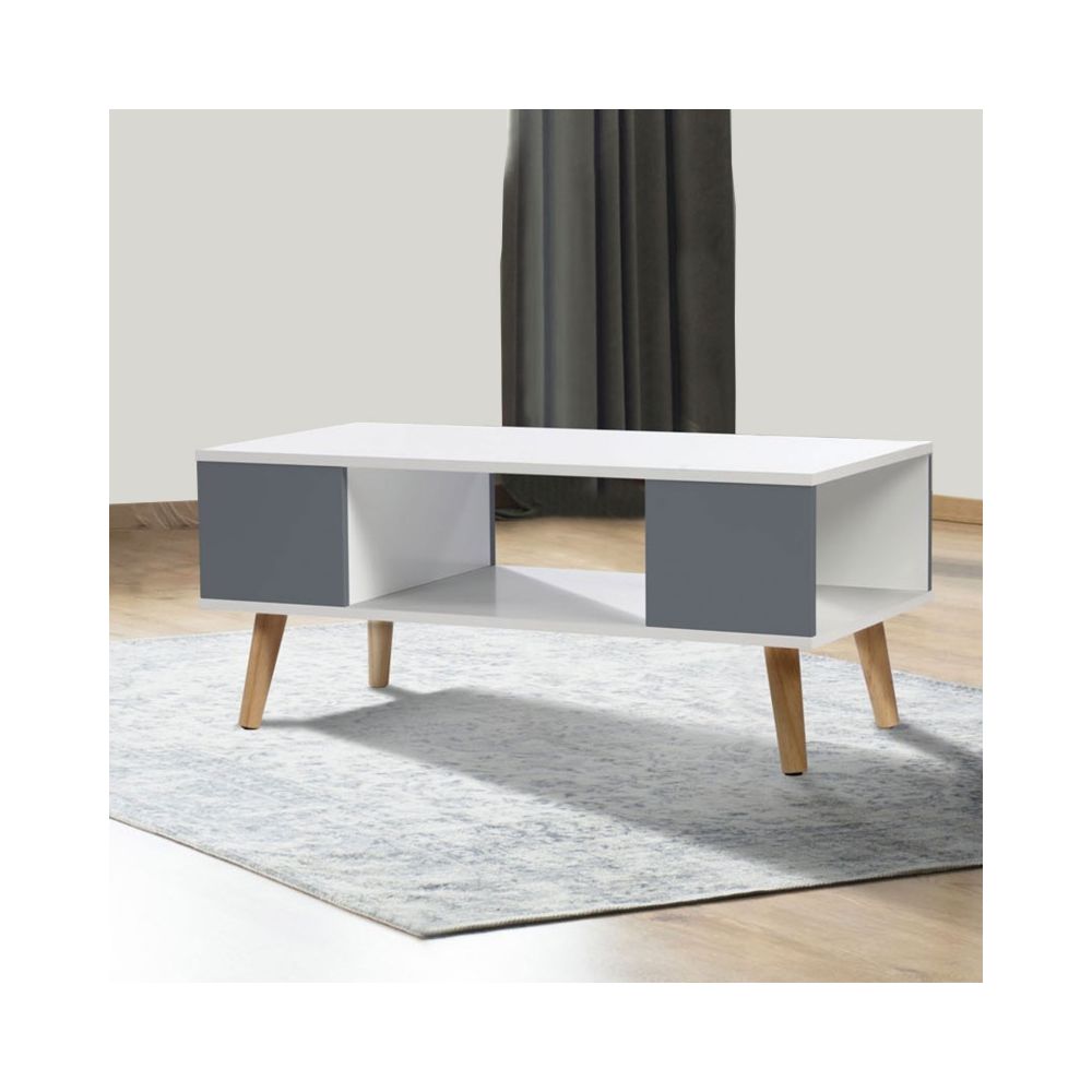 Idmarket - Table basse EFFIE scandinave bois blanc et gris - Tables basses