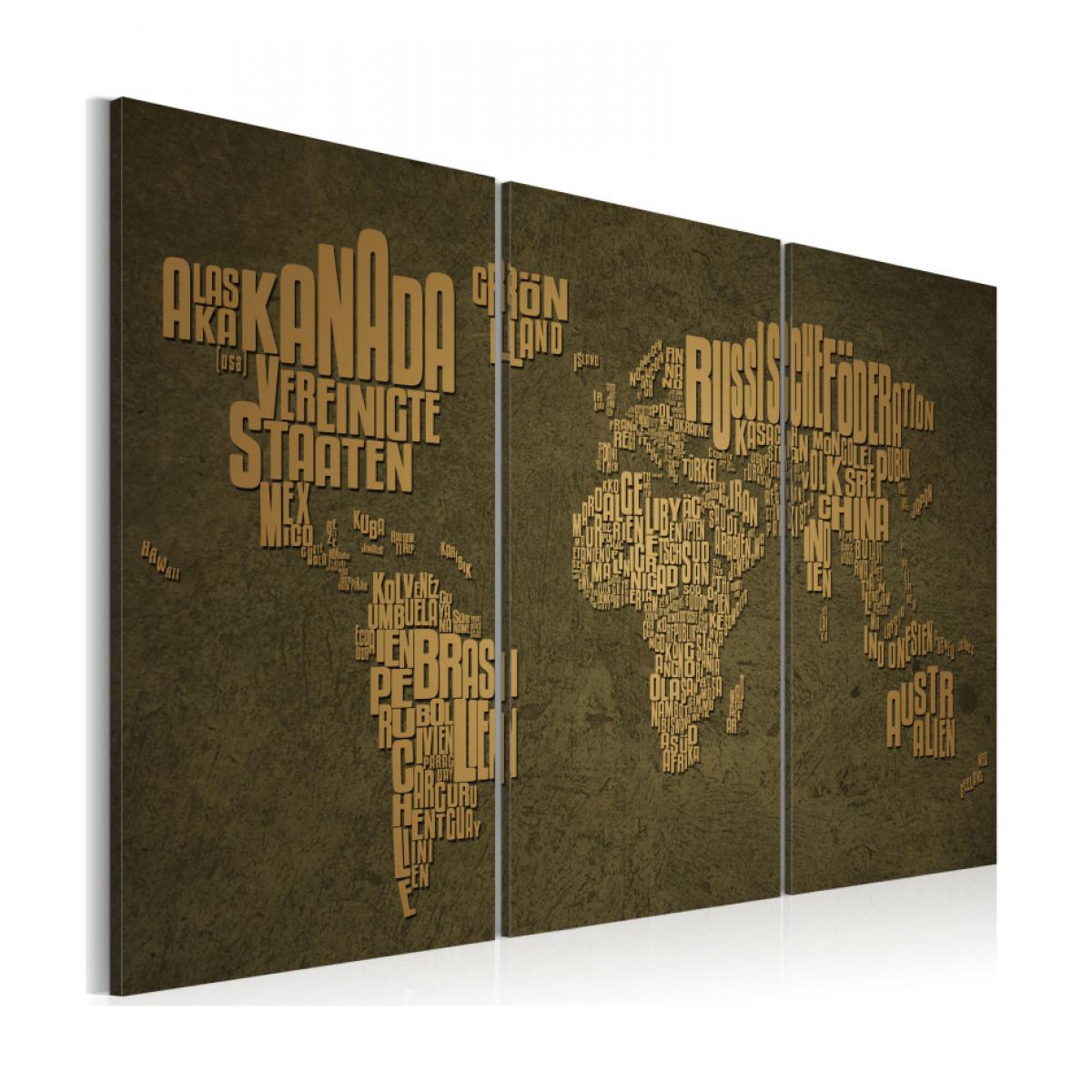 Artgeist - Tableau - Carte du monde en allemand: continents beiges - triptyque 60x40 - Tableaux, peintures