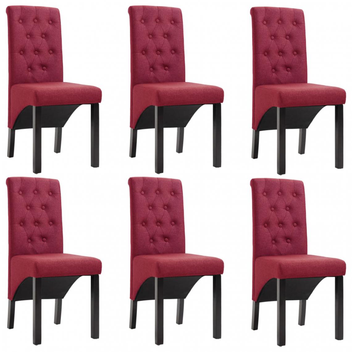 Chunhelife - Chunhelife Chaises de salle à manger 6 pcs Rouge bordeaux Tissu - Chaises