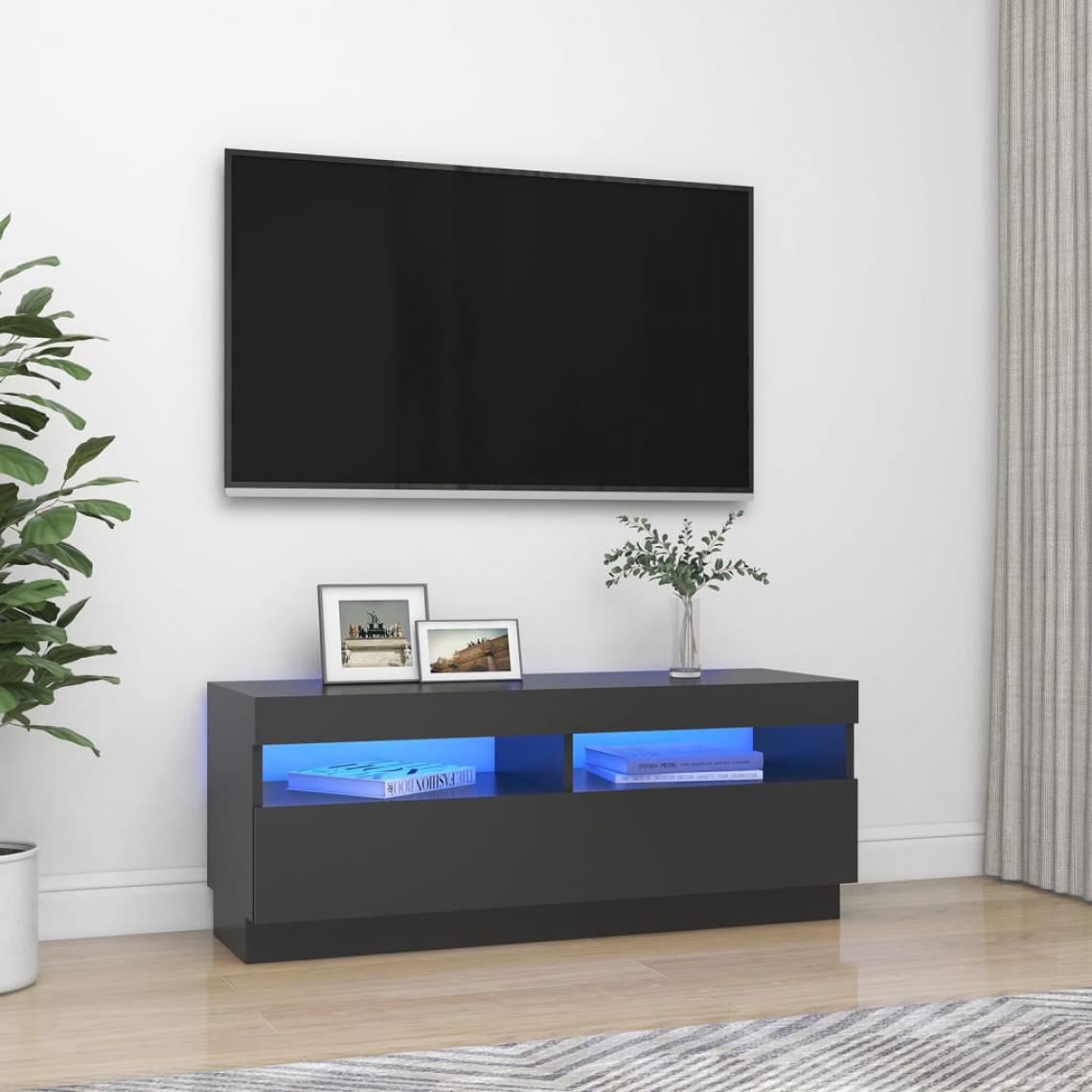 Vidaxl - vidaXL Meuble TV avec lumières LED Gris 100x35x40 cm - Meubles TV, Hi-Fi
