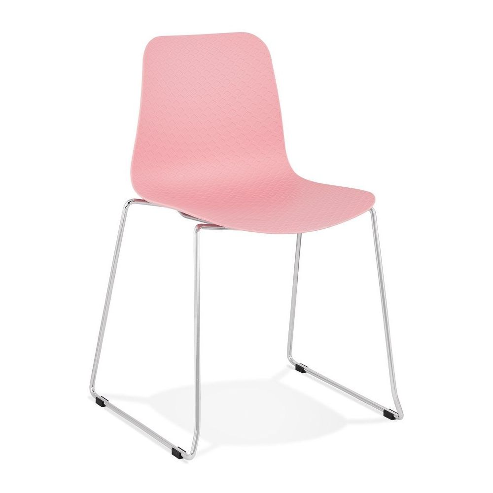 Alterego - Chaise moderne 'EXPO' rose avec pieds en métal chromé - Chaises