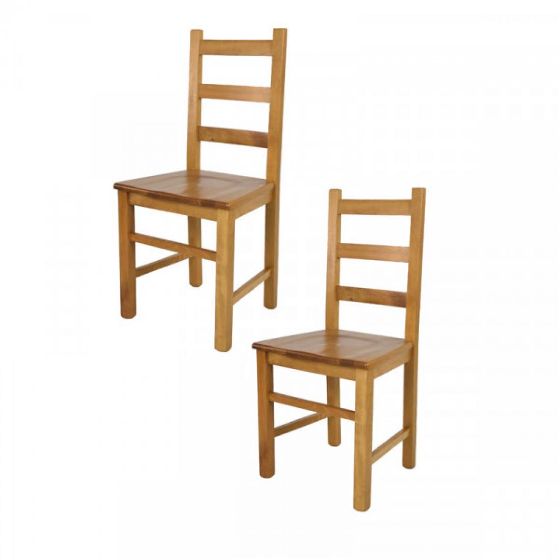 Dansmamaison - Lot de 2 chaises rustiques Chêne n°2 - PISA - L 43 x l 40 x H 97 cm - Chaises