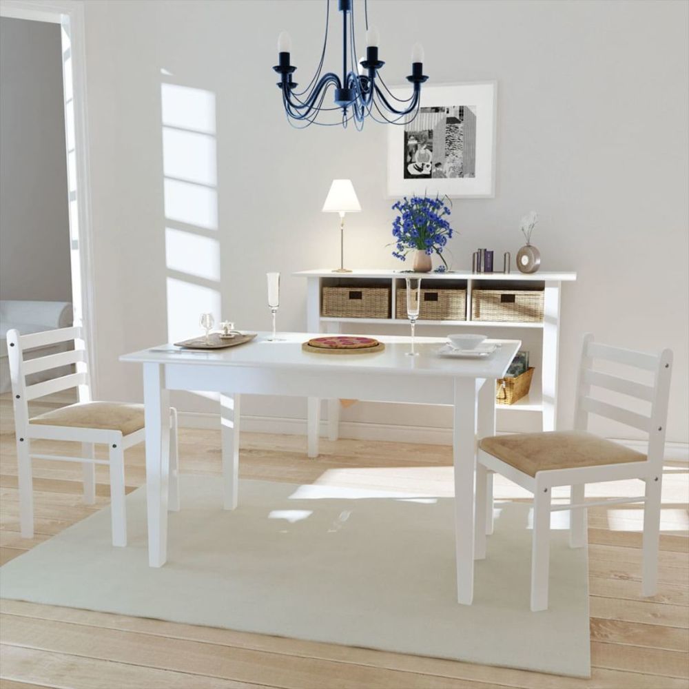 Vidaxl - Chaise de salle à manger 2 pcs Carrée Bois Blanc | Blanc - Chaises