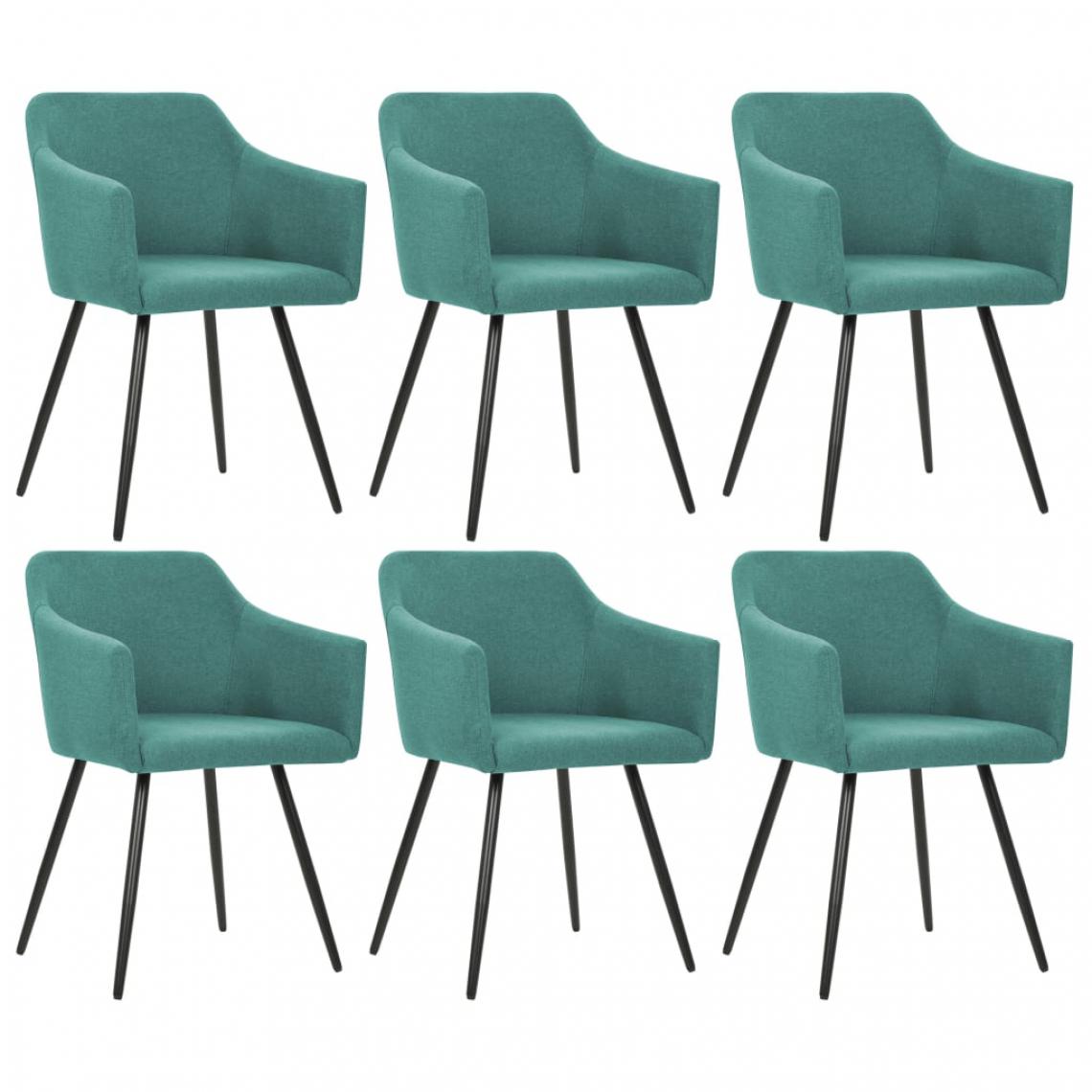 Chunhelife - Chaises de salle à manger 6 pcs Vert Tissu - Chaises