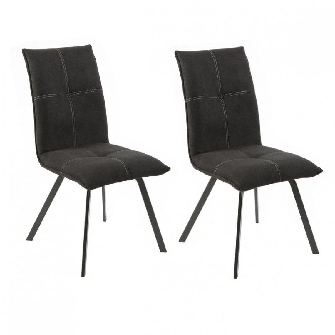 Meubletmoi - Lot de 2 chaises en tissu gris anthracite avec piètement métal - ARIA - Chaises