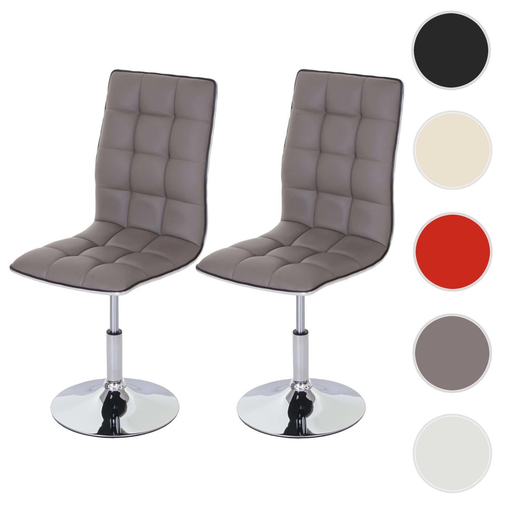 Mendler - 2x chaise de salle à manger HWC-C41, fauteuil, similicuir ~ taupe - Chaises