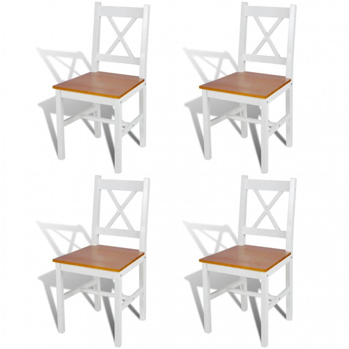 Chunhelife - Chaises de salle à manger 4 pcs Blanc Bois de pin - Chaises