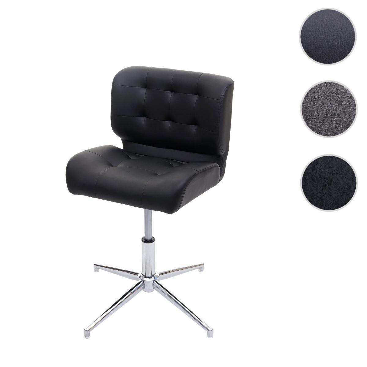 Mendler - Chaise de salle à manger HWC-H42, pivotante, réglable en hauteur ~ similicuir noir, pied chromé - Chaises