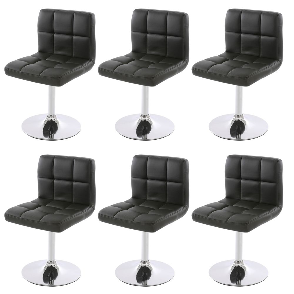 Mendler - Lot de 6 chaises de salle à manger Kavala, pivotante, similicuir, noir - Chaises